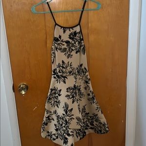 Windsor Homecoming Dress Tan W/ Black Flowers